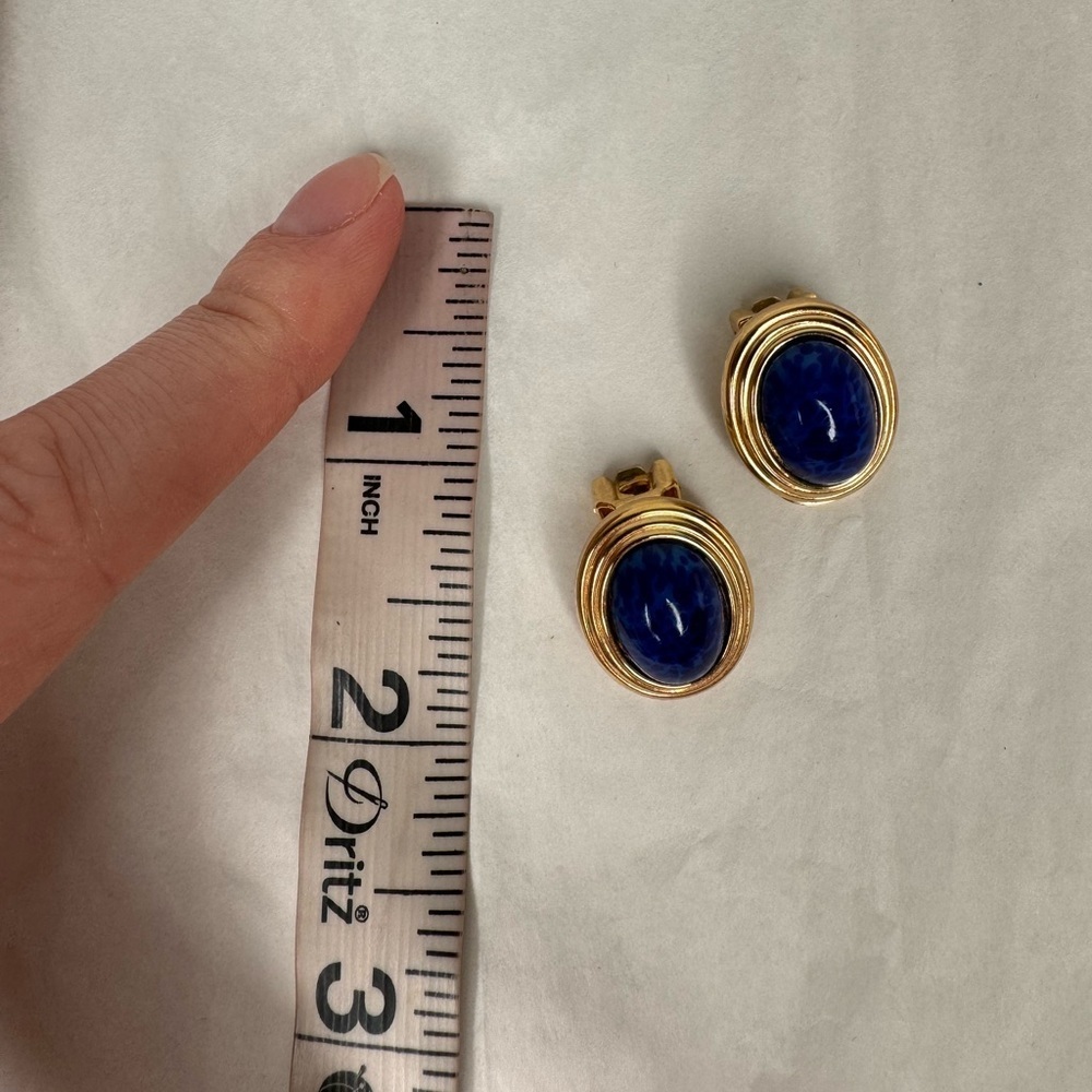 Christian Dior Lapis Earrings - Picture 3 of 7